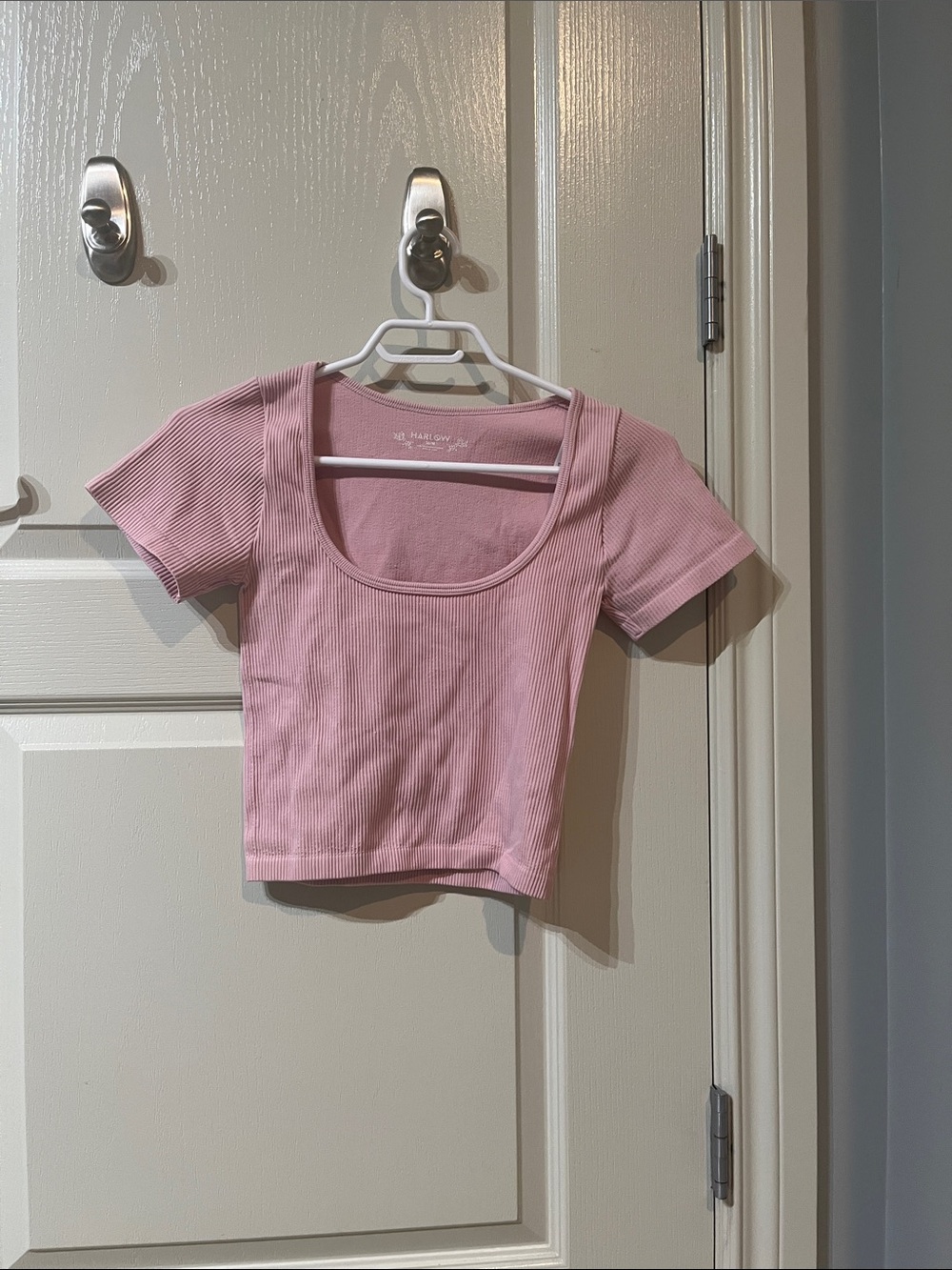 Harlow Dusty Rose Ribbed Scoop Neck Crop Top